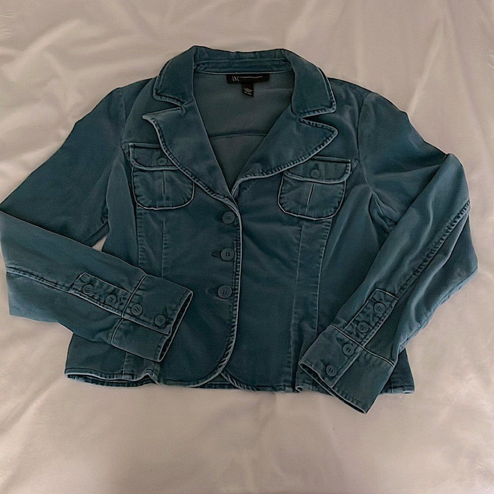 INC Blue Velvet Fitted Jacket